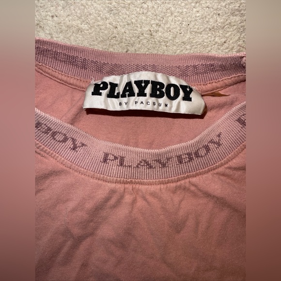 Playboy Pink Graphic Logo Short Sleeve Men T-Shirt Size Medium Runs Small - Picture 2 of 5